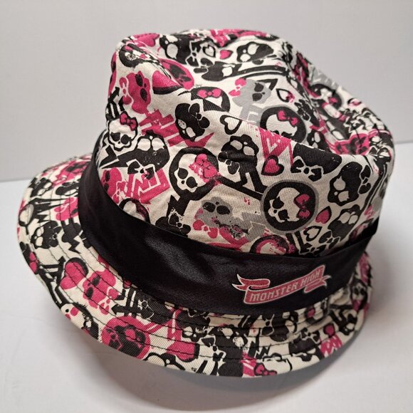 monster high Other - 2014 Monster High Fedora Hat Pink Black Skulls Black Bank Animations One Size